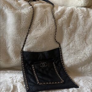 Chic Black Quilted Crossbody Bag or Shoulder Bag with Chain Detail